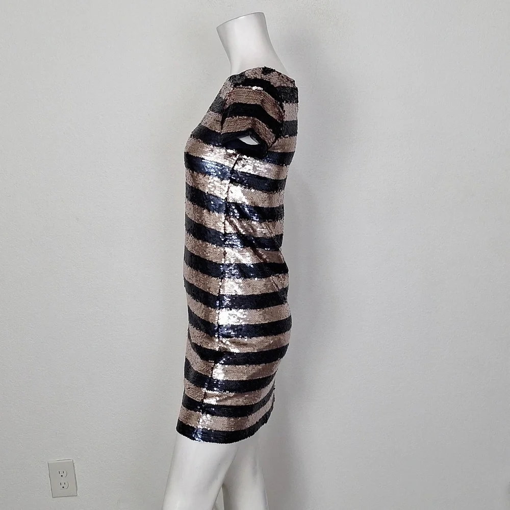 GAP Kids Sequin Navy & Rose Gold Striped Party Dress Size XL